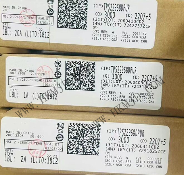 供應(yīng) TI TPS22968DPUR 雙通道超低電阻負載開關(guān)，帶受控導通功能
