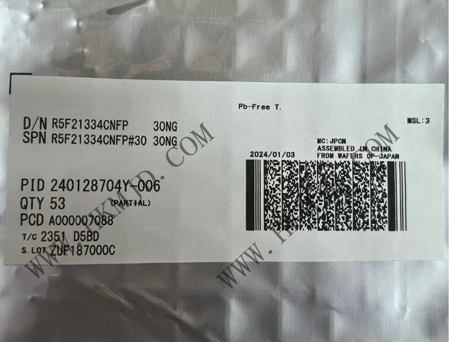 瑞薩電子【MCU芯片】R5F21334CNFP 16位微控制器，采用R8C CPU內(nèi)核