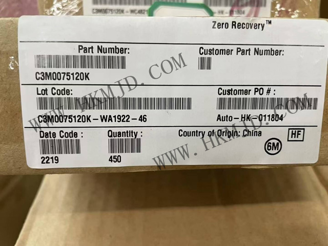 現(xiàn)貨供應(yīng) Wolfspeed C3M0075120K 1200V SiC MOSFET，75mΩ 低導(dǎo)通電阻